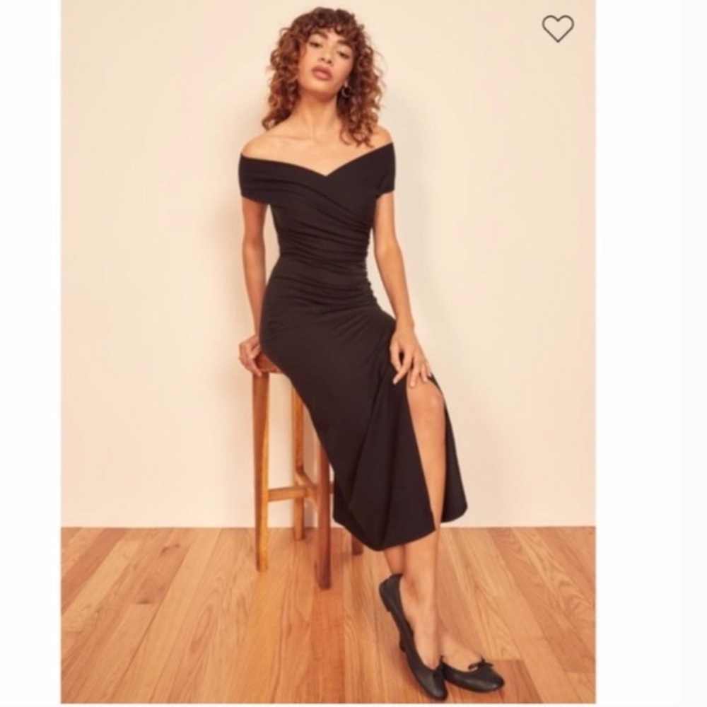 Reformation Black Off-Shoulder Dress